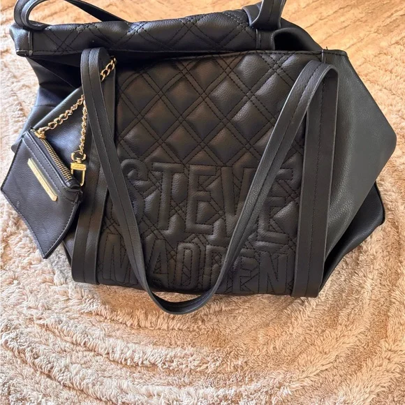 Steve Madden Quilted Black Tote - Picture 2 of 2